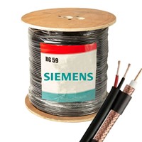 کابل RG59 ترکیبی زیمنس مغزی مس  65/. دهم و تراکم شیلد 80 رشته و سیم برق 0/40 